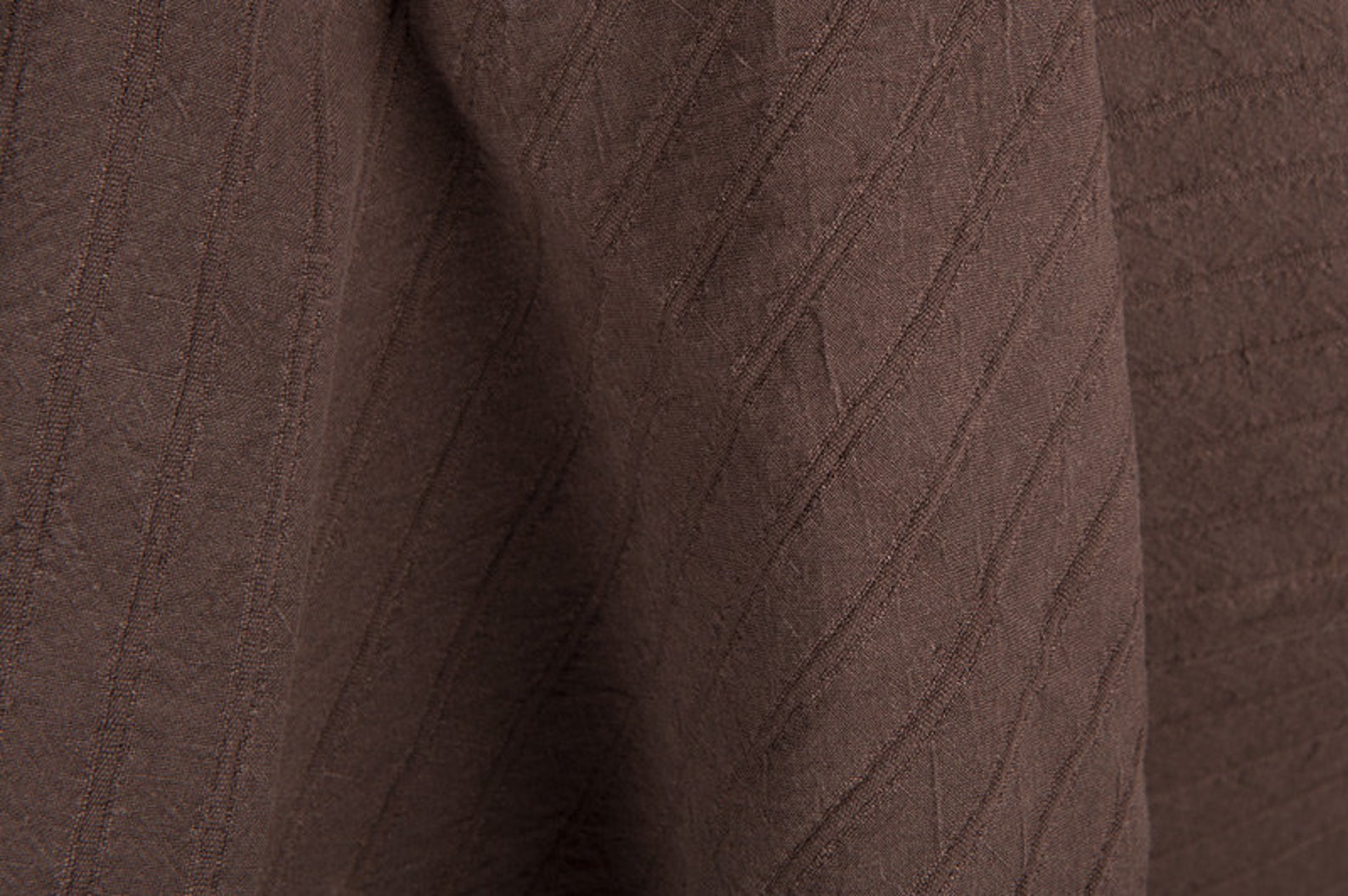 Dark Brown Washed Linen / Cotton Fabric Striped Fabric Etsy