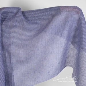 Haze linen fabric in transparent checks | Pure Linen Fabric | Width 150cm (59&quot;) | Weight 130g / m (3.83oz / yd) | Made by Siulas, Lithuania