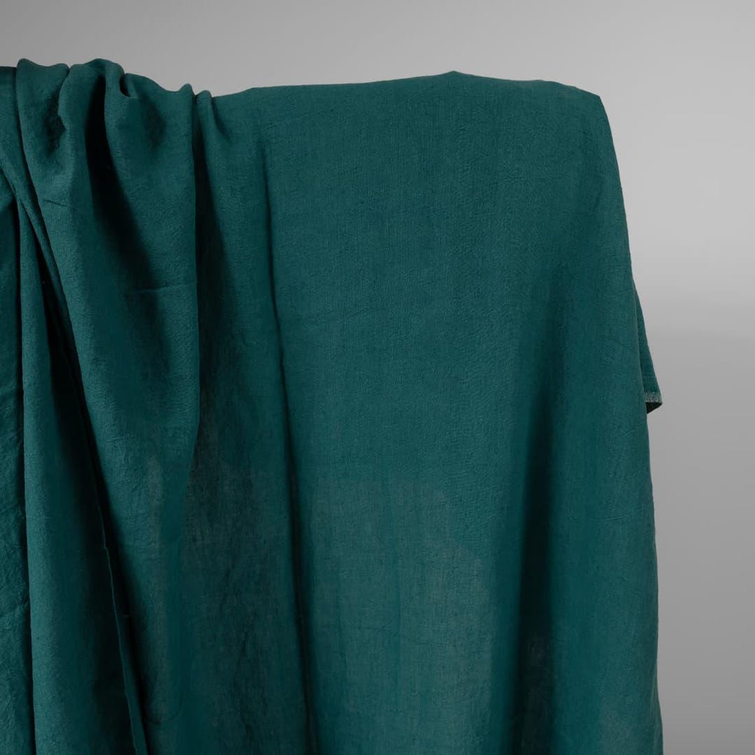 Washed Out Turquoise Extra Wide Washed Linen Dark Turquoise Fabric | Washed Linen Fabric ...