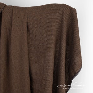 Brown linen fabric in twill weave | Washed Linen Fabrics | Width 145cm ± 5% | Weight ± 210g / m2 | made by Siulas, Lithuania