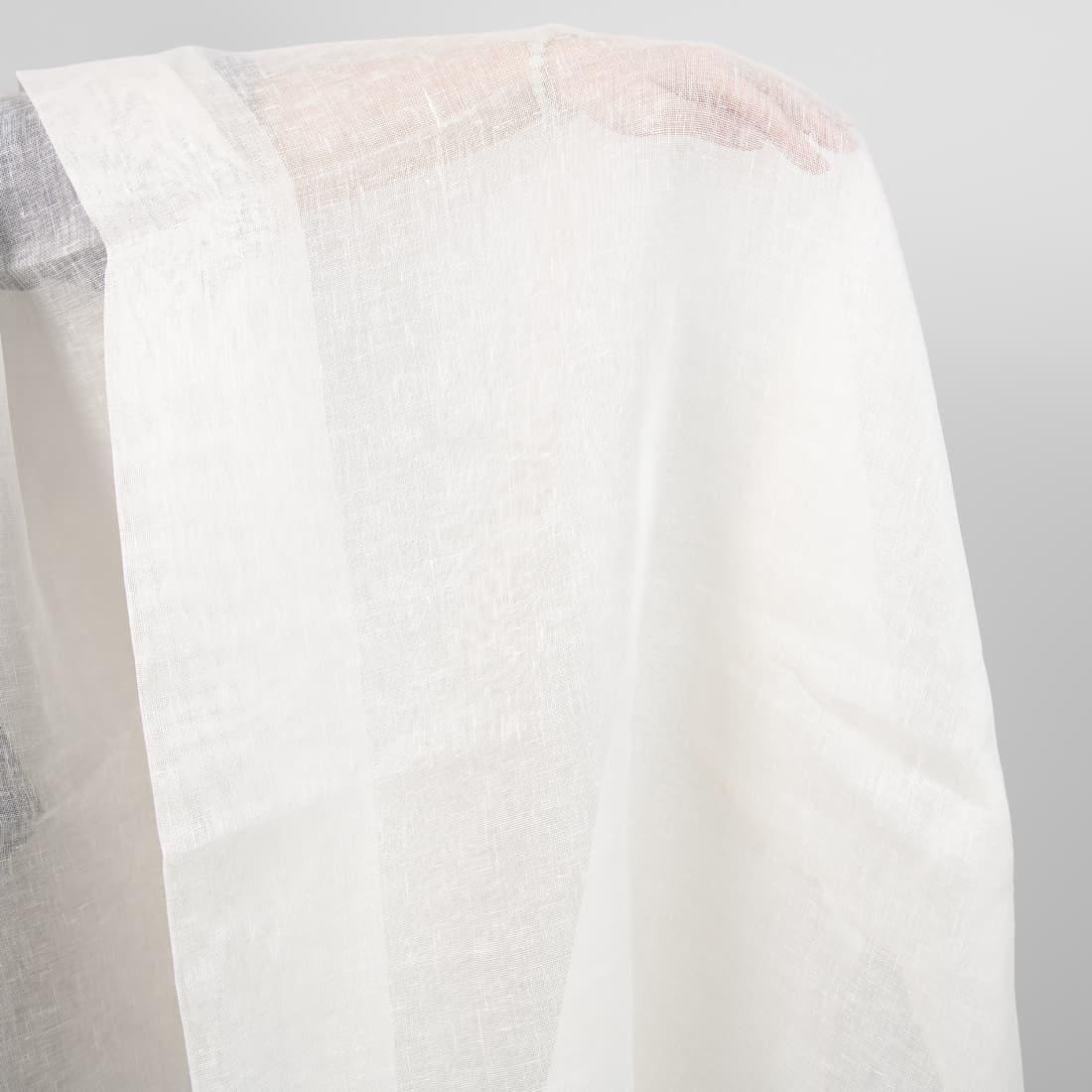 【argue】LINEN VOILE GAUZE PULLOVER/WHITE Transparent 100% Linen Fabric in Off-white | Gauze Linen