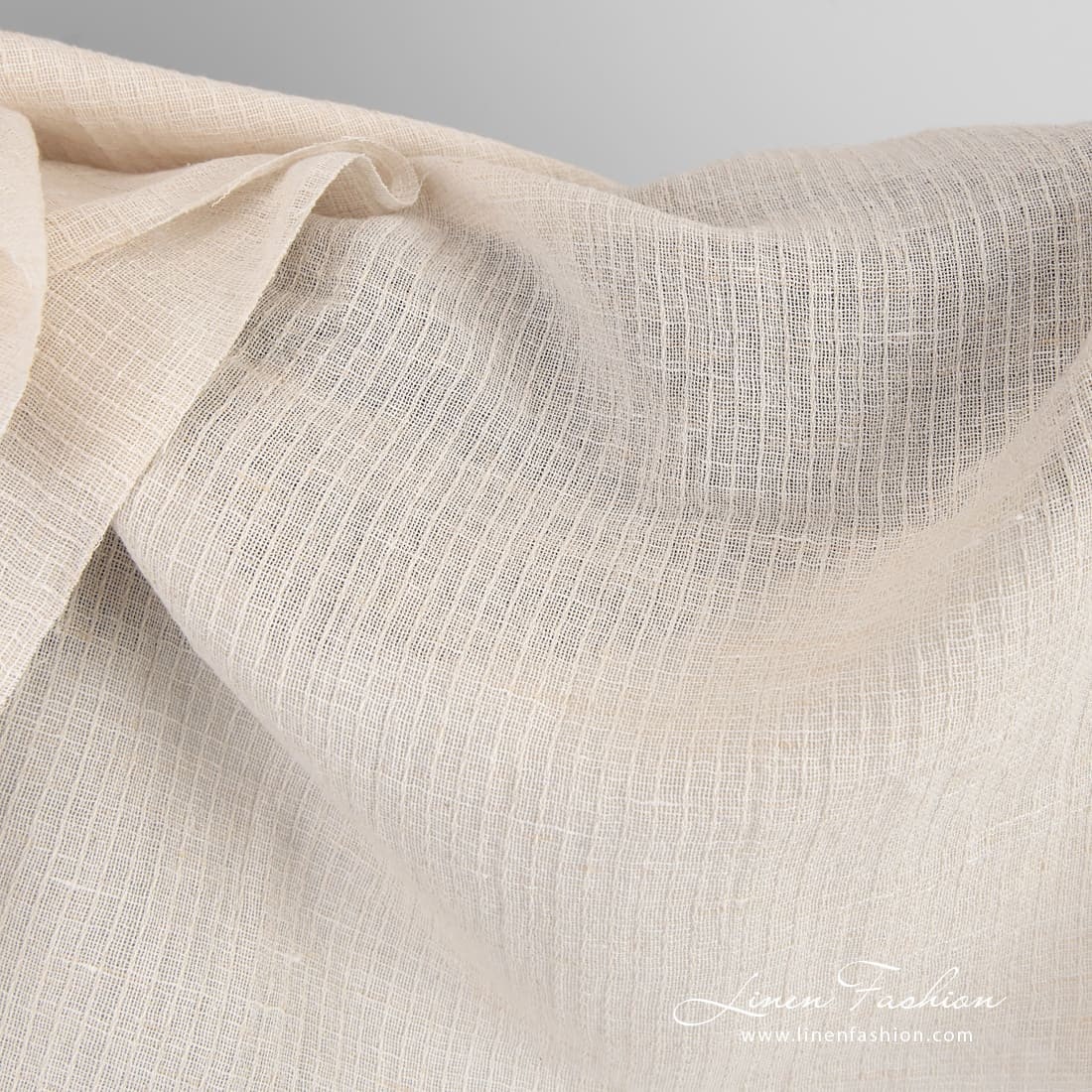 Tela de algodón lino beige transparente / Tela de algodón lino lavada / Ancho  145cm 5% peso 125 g / fabricado por Siulas, Lituania -  México
