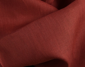 Linen red fabric | solid plain linen, in brick color shade | Width 150cm | Weight 200g / m (5.90oz / yd) | by Siulas