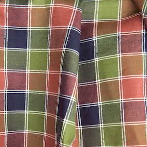 Multi-coloured linen / cotton fabric in checks | halflinen checked fabric | Width 150cm | Weight 160/ m (4.72oz /yd) | made by Siulas
