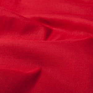 Deep red linen cotton fabric | halflinen plain solid fabric | Width 150cm | Weight 160/ m (4.72oz /yd) | made by Siulas