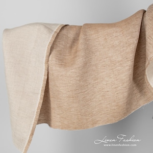 Light brown double sided linen fabric | Pure Linen Fabric | Width 150cm (59) | Weight 215g / m (6.34oz / yd) | Made by Siulas, Lithuania