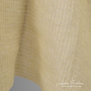 Yellow openweave linen fabric | Washed Linen Fabric | Width 145cm(57&quot;) ± 5% | Weight ± 155g / m (4.57oz / yd) | Made by Siulas, Lithuania