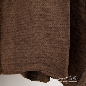 Brown linen fabric in tweed | Washed Linen Fabric | Width 140cm(55&quot;) ± 5% | Weight ± 230g / m (6.78oz / yd) | Made by Siulas, Lithuania