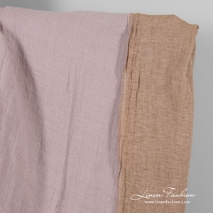 Double-sided linen fabric in lilac and brown colors, washed | Pure Linen Fabrics | Width 145cm ± 5% | Weight ± 220g / m | made by Siulas