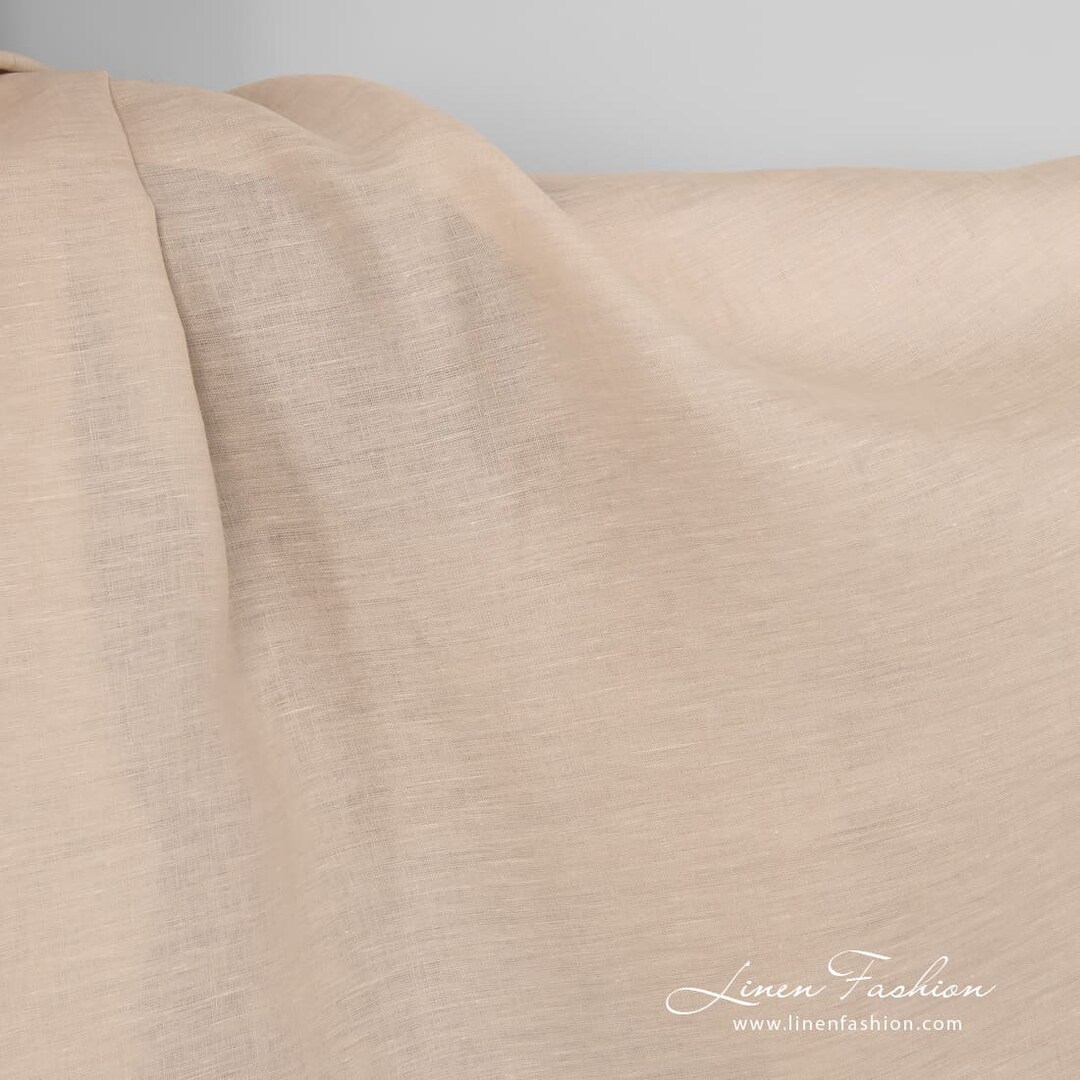 Cream Melange Linen Fabric | Pure Linen Fabric | Width 150 Cm (59 ...