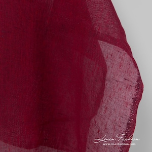 Gauze dark red melange linen fabric | Pure Linen Fabric | Width 150cm (59) | Weight 130g / m (3.83oz / yd) | Made by Siulas, Lithuania