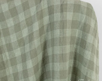 Linen fabric in green checks | Washed linen fabric | Width 145 cm (57") | Weight 210 g/m2 | Made by Siulas, Lithuania