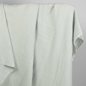 Bluish green herringbone linen cotton fabric | Washed half-linen fabric | Width 145 cm (57&quot;) ±5 % | Weight ±240 g/m2 | Made by Siulas