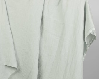 Tkanina lniano-bawełniana w jodełkę w kolorze niebieskozielonym | Prana tkanina półlniana | Szerokość 145 cm (57") | Gramatura 240 g/m2 | Wyprodukowano przez Siulas