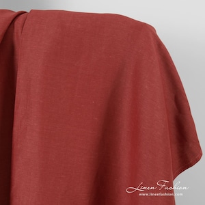 Double-sided red linen cotton fabric | Linen Cotton Fabrics | Width 150cm | Weight 210g / m | made by Siulas, Lithuania