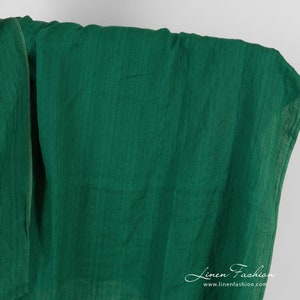 Green linen fabric in twills, washed | Washed Linen Fabric | Width 145m ± 5% | Weight ± 155g / m | Made by Siulas, Lithuania
