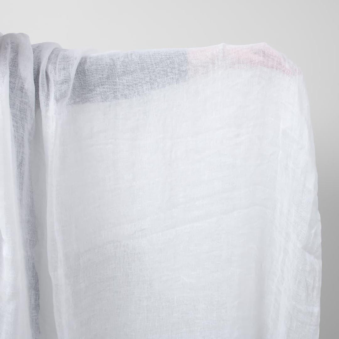 Bright White Transparent Linen Fabric | Washed Linen Fabric | Width 145 ...