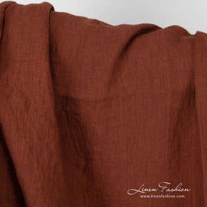 Brownish red linen fabric washed | Washed Linen Fabric | Width 145cm(57&quot;) ± 5% | Weight ± 140g / m (4.13oz / yd) | Made by Siulas, Lithuania