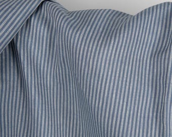 Linen fabric with blue stripes | Pure linen fabric | Width 150 cm (59") | Weight 160 g/m2 (4.72 oz/yd) | Made by Siulas, Lithuania