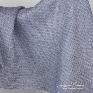Tissu 100 % lin bleu avec des fleurs | Largeur 150 cm, poids 200 g | par Siulas, Lituanie