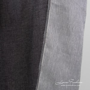 Black/grey two-sided linen fabric | Pure Linen Fabric | Width 150cm (59) | Weight 215g / m (6.34oz / yd) | Made by Siulas, Lithuania