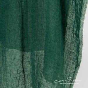 Transparent forest green linen fabric | Washed Linen Fabric | Width 145cm(57&quot;) ± 5% | Weight ± 120g / m (3.54oz / yd) | Made by Siulas
