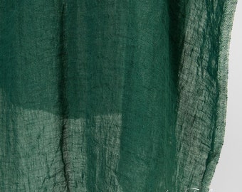 Transparent forest green linen fabric | Washed Linen Fabric | Width 145cm(57") ± 5% | Weight ± 120g / m (3.54oz / yd) | Made by Siulas