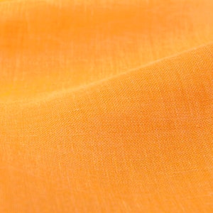 Lightweight 100% linen fabric in apricot yellow color, gauze, loose weave, width 150cm, weight 110gsm, sold by the yard or meter