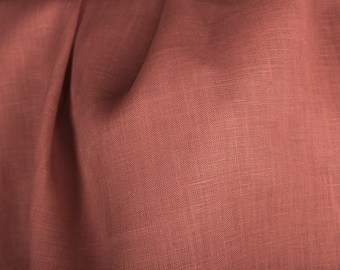 Deep pink linen fabric | red brick color |  Width 150cm | Weight 200g / m (5.90oz / yd) |by Siulas