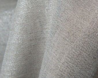 Grey linen fabric with silver lurex | linen with silver metalic yarns | Width 150cm | Weight 140g / m (4.13oz / yd) | by Siulas