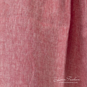 Linen fabric in red melange | Washed Linen Fabric | Width 145cm(57&quot;) ± 5% | Weight ± 170g / m (5.01oz / yd) | Made by Siulas, Lithuania