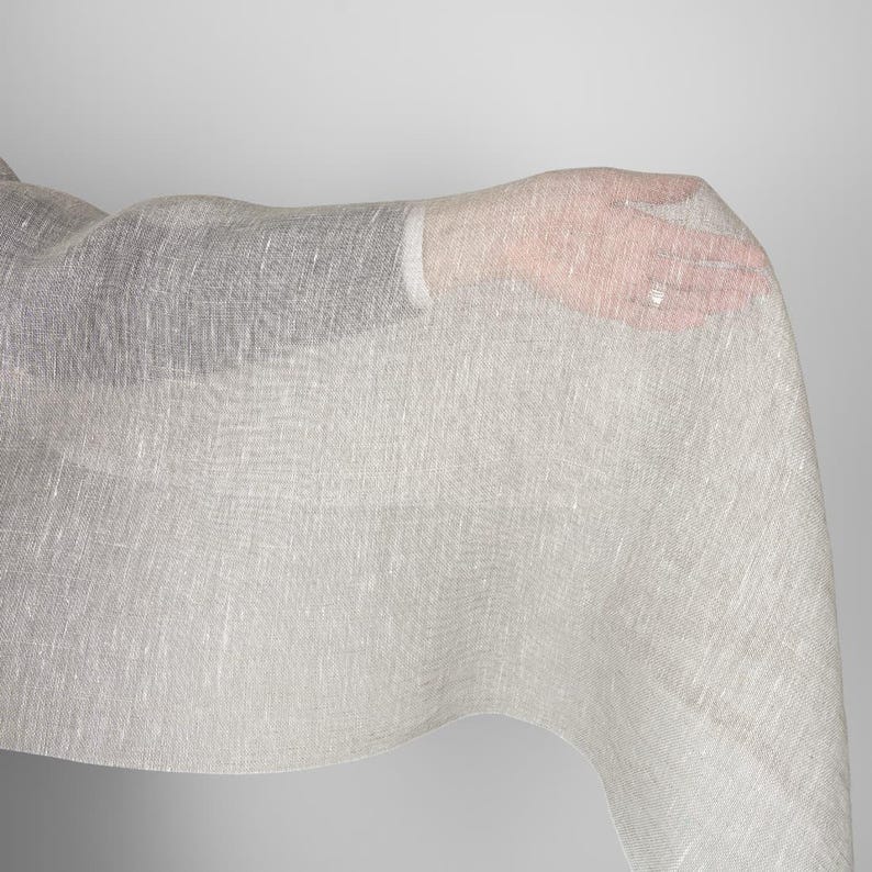 Transparent linen fabric in light gray | Pure linen fabric | Width 150 cm (59") | Weight 110 g/m2 (3.24 oz/yd) | Made by Siulas, Lithuania image 1