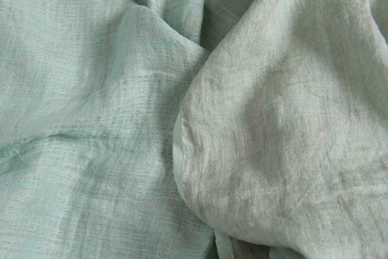 Jacquard fabric Linen greenish grey fabric | by Siulas washed Weight 150g m Width 140cm 4.42oz yd irregular check pattern