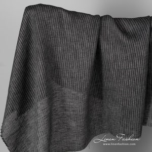 Black striped linen fabric | Pure Linen Fabric | Width 150cm (59) | Weight 100g / m (2.95oz / yd) | Made by Siulas, Lithuania