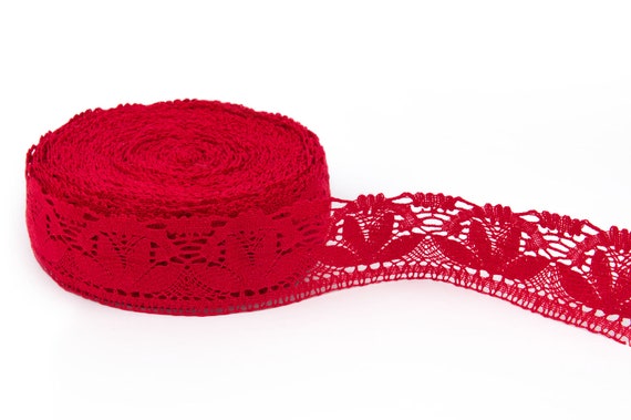 Wide 100 Linen Lace Trim in Red Color No. 49 Width 55cm Etsy