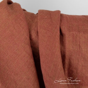 Yellowish brown linen fabric | Washed Linen Fabric | Width 145cm(57&quot;) ± 5% | Weight ± 170g / m (5.01oz / yd) | Made by Siulas, Lithuania
