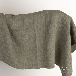 Moss green linen fabric | Washed Linen Fabrics | Width 145cm ± 5% | Weight ± 365g / m | Made by Siulas, Lithuania