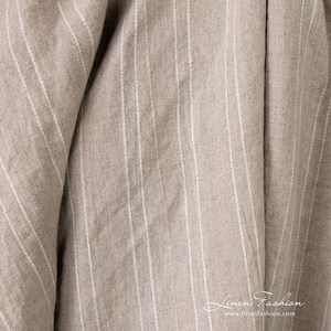 Natural color linen fabric in stripes | Washed Linen Fabric | Width 145cm(57&quot;) ± 5% | Weight ± 210g / m (6.19oz / yd) | Made by Siulas