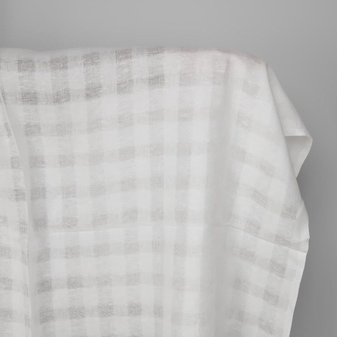 White Translucent Cloth Linen Fabric Optical White Transparent Checks | Pure Linen Fabric ...