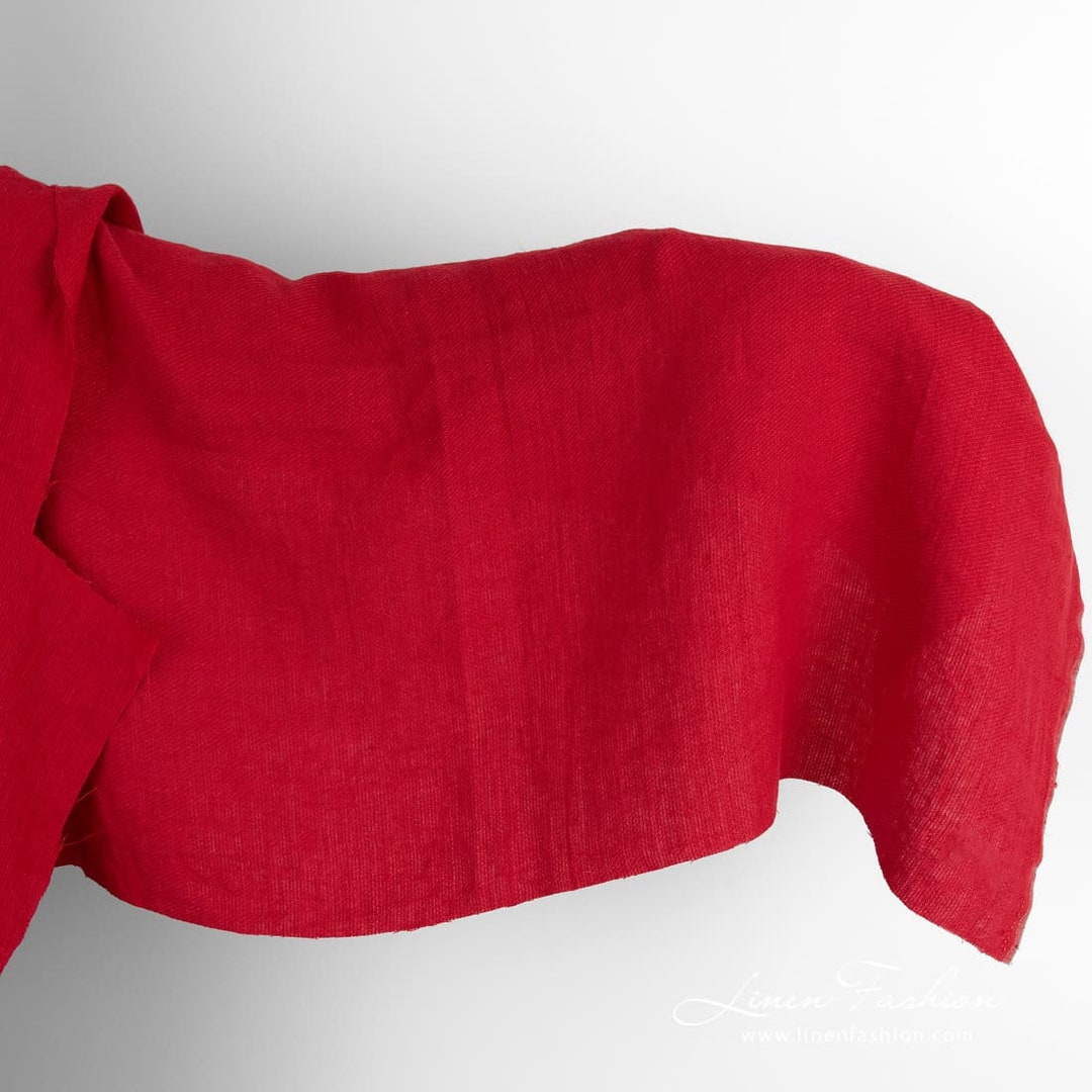 Red Linen Fabric | Washed Linen Fabrics | Width 140cm ± 5% | Weight ± ...