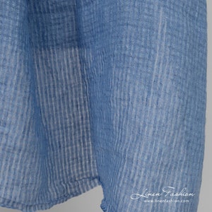 Blue openweave linen fabric | Washed Linen Fabric | Width 145cm(57&quot;) ± 5% | Weight ± 155g / m (4.57oz / yd) | Made by Siulas, Lithuania