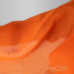 Linen fabric bright orange gauze | Pure Linen Fabrics | Width 150cm (59") | Weight 130g / m (3.83oz / yd) | Made by Siulas, Lithuania