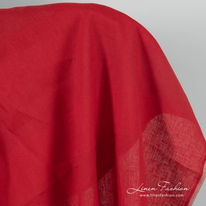 Red linen fabric in stripes | Pure Linen Fabrics | Width 150cm | Weight 140g / m | made by Siulas, Lithuania