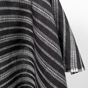 Linen fabric black with white patterned stripes | dyed linen yarns | Width 150cm | Weight 125g / m (3.69oz /yd) | by Siulas