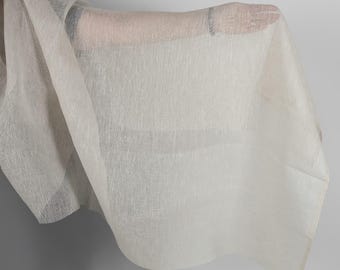 Light beige transparent linen fabric | Pure linen fabric | Width 150 cm (59") | Weight 110 g/m2 (3.24 oz/yd) | Made by Siulas, Lithuania