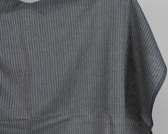 Linen fabric gray and blue-black stripes | Pure linen fabric | Width 150 cm (59") | Weight 185 g/m2 (5.46 oz/yd) | Made by Siulas