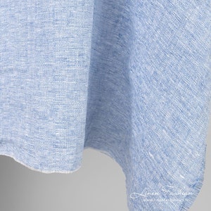 Blue linen fabric in melange | Washed Linen Fabric | Width 145cm(57&quot;) ± 5% | Weight ± 155g / m (4.57oz / yd) | Made by Siulas, Lithuania