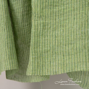 Lime green linen fabric | Washed Linen Fabric | Width 145cm(57&quot;) ± 5% | Weight ± 140g / m (4.13oz / yd) | Made by Siulas, Lithuania