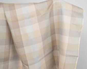 Leinenstoff Karos beige braun | Reiner Leinenstoff | Breite 150 cm (59") | Gewicht 200 g/m2 (5.89 oz/yd) | Hergestellt von Siulas, Litauen