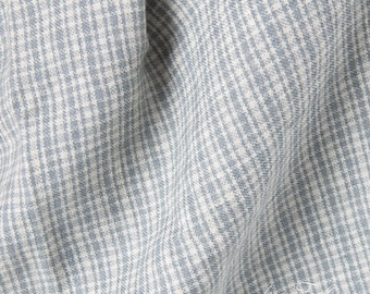 Linen wool fabric in gray checks | Washed half-linen fabric | Width 145cm (57") | Weight 205 g/m2 | Made by Siulas